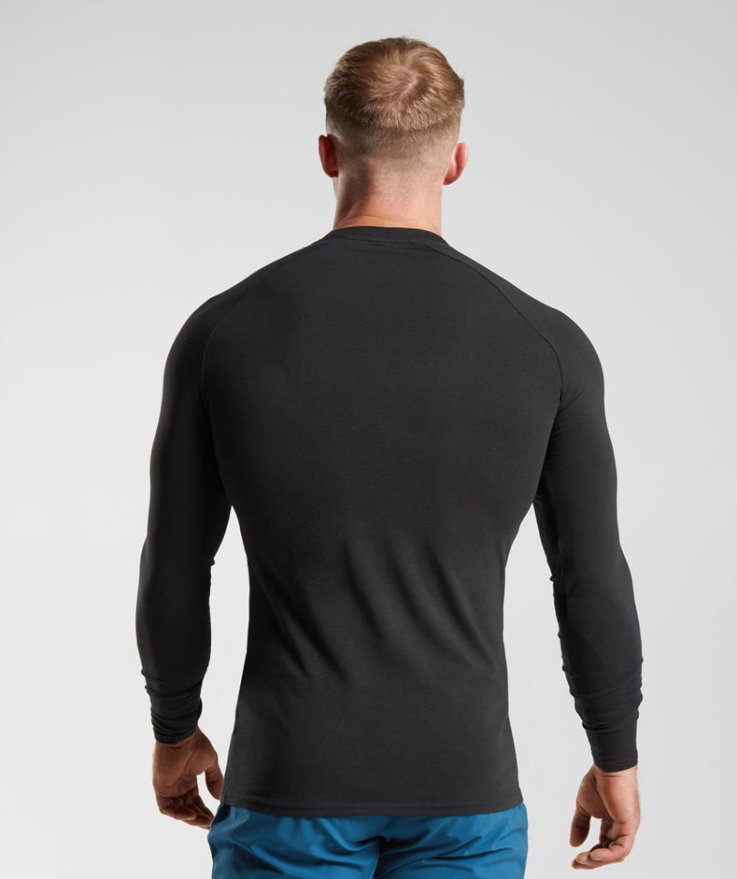 Koszulki Gymshark Apollo Long Sleeve Męskie Czarne | PL 630TLI